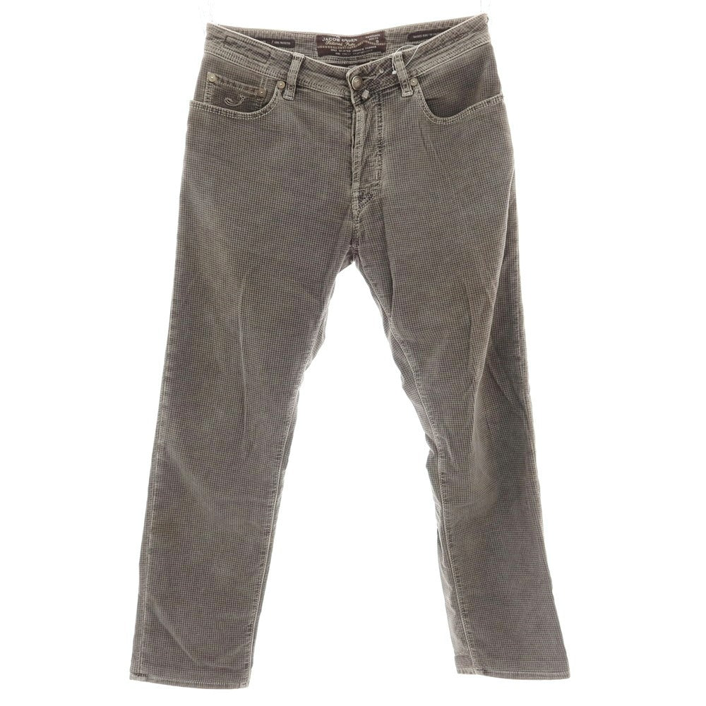 【中古】ヤコブコーエン JACOB COHEN J688 ストレッチ コットン ハウンドトゥース 5ポケットパンツ グレージュ系【 33 】【 状態ランクC 】【 メンズ 】