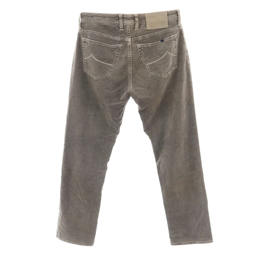 【中古】ヤコブコーエン JACOB COHEN J688 ストレッチ コットン ハウンドトゥース 5ポケットパンツ グレージュ系【 33 】【 状態ランクC 】【 メンズ 】