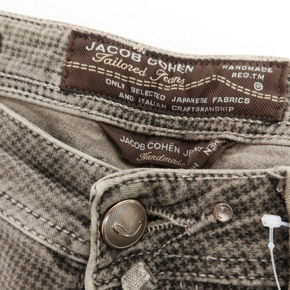 【中古】ヤコブコーエン JACOB COHEN J688 ストレッチ コットン ハウンドトゥース 5ポケットパンツ グレージュ系【 33 】【 状態ランクC 】【 メンズ 】
