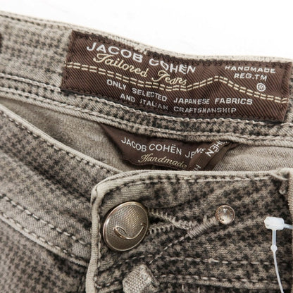 【中古】ヤコブコーエン JACOB COHEN J688 ストレッチ コットン ハウンドトゥース 5ポケットパンツ グレージュ系【 33 】【 状態ランクC 】【 メンズ 】
