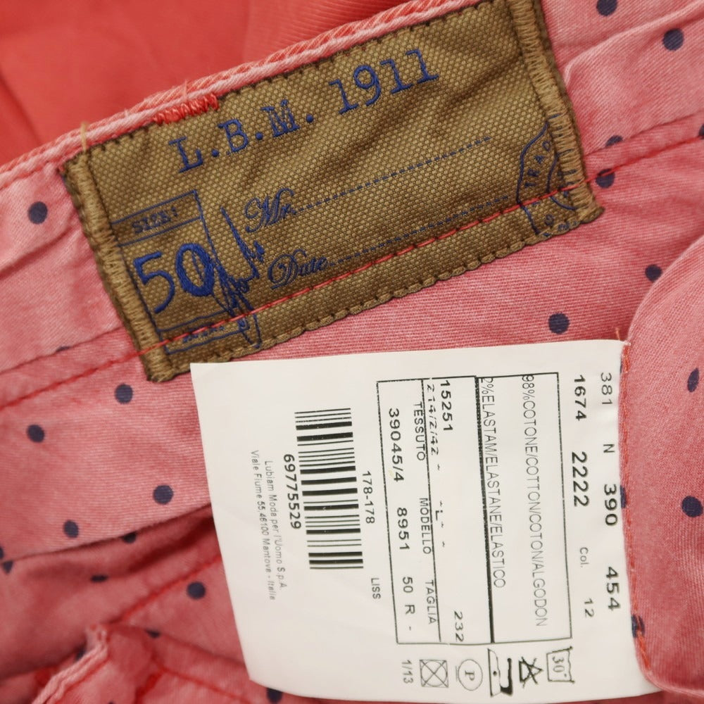 【中古】エルビーエム1911 L.B.M.1911 ストレッチ コットン カジュアルスラックスパンツ レッド【サイズ50】【 状態ランクC 】【 メンズ 】