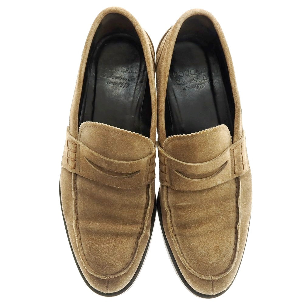 【中古】デュカルス DOUCALS スエード コインローファー ブラウン【 40 】【 状態ランクC 】【 メンズ 】