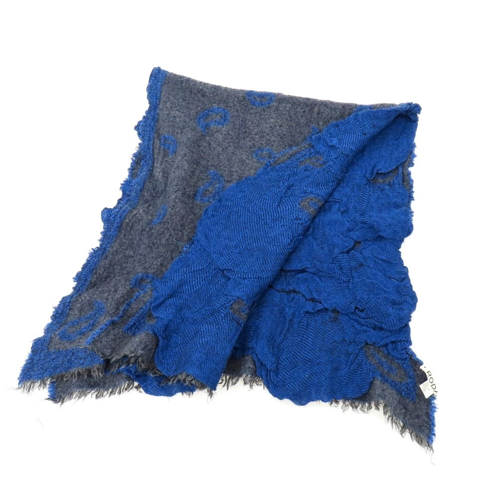 【中古】ロダ RODA レーヨンウール ストール ダークグレーxブルー【 状態ランクC 】【 メンズ 】