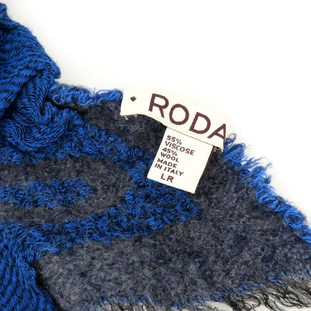 【中古】ロダ RODA レーヨンウール ストール ダークグレーxブルー【 状態ランクC 】【 メンズ 】