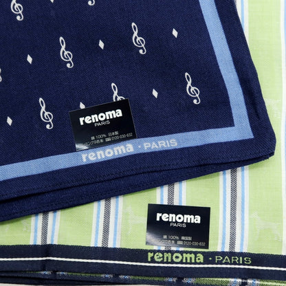 【中古】レノマ renoma 2枚セット コットン ポケットチーフ ネイビーxグリーン【 状態ランクA 】【 メンズ 】