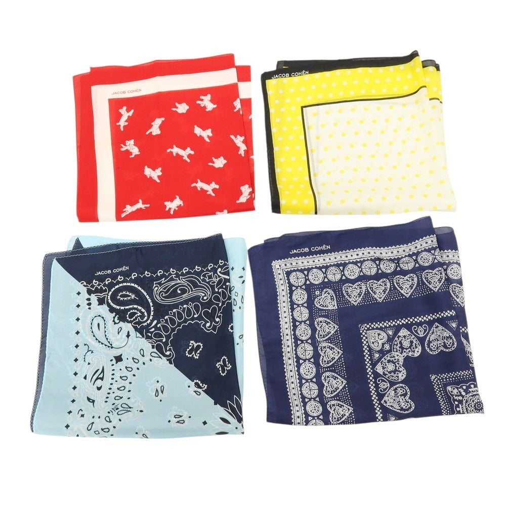 【中古】ヤコブコーエン JACOB COHEN コットン×シルク ポケットチーフ 4枚セット マルチカラー【 状態ランクC 】【 メンズ 】