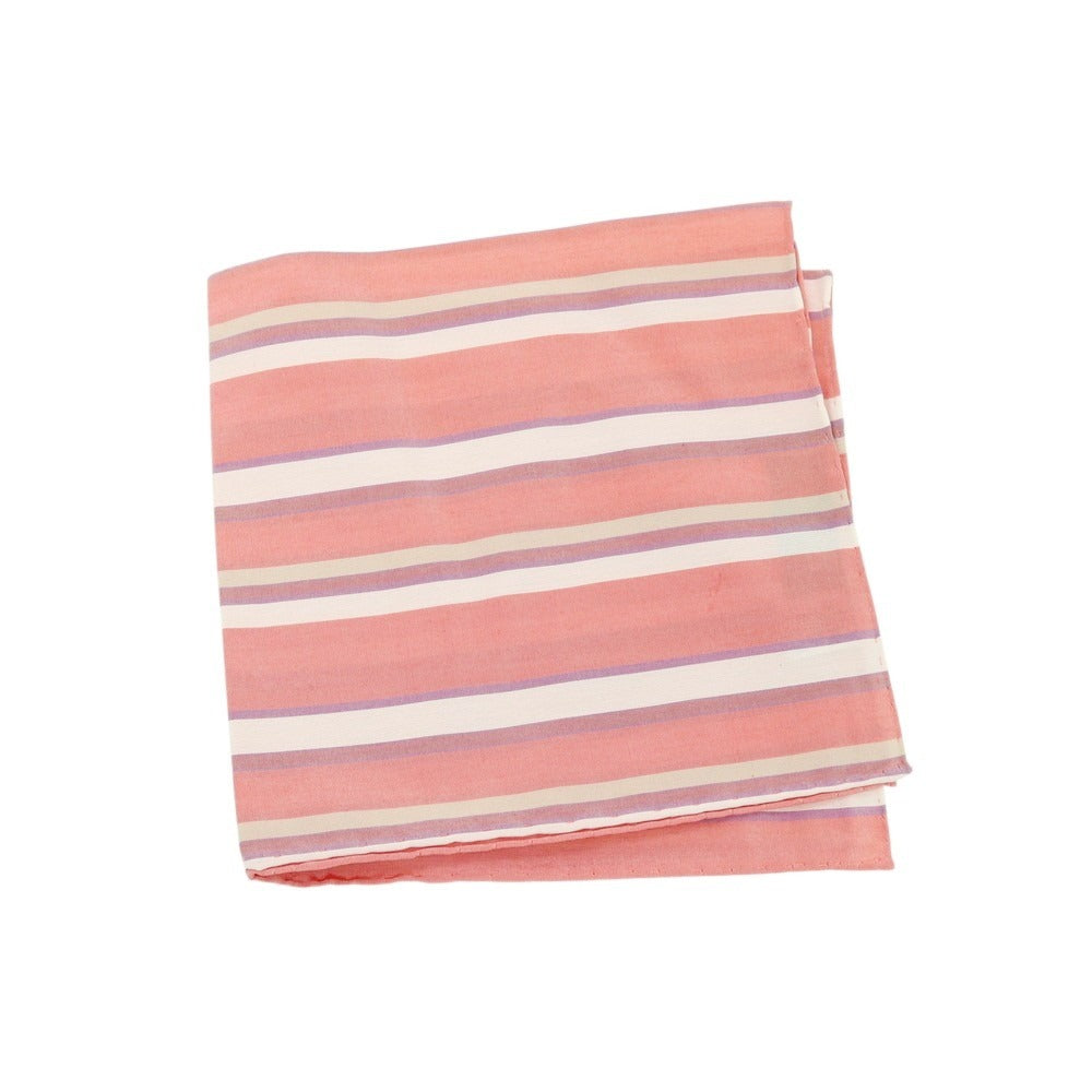 【中古】フランコバッシ FRANCO BASSI シルクコットン ストライプ ポケットチーフ ライトレッド【 状態ランクB 】【 メンズ 】