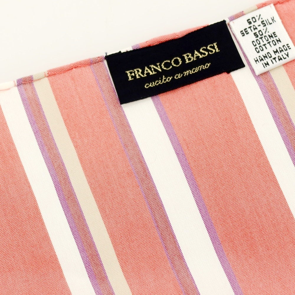 【中古】フランコバッシ FRANCO BASSI シルクコットン ストライプ ポケットチーフ ライトレッド【 状態ランクB 】【 メンズ 】[CPD]