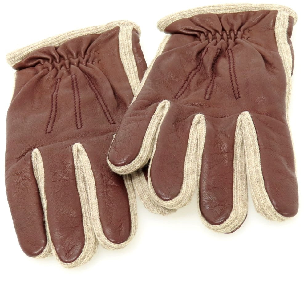 【中古】メローラ MEROLA レザー×ウール 手袋 ブラウンxベージュ【 8 1/2 】【 状態ランクB 】【 メンズ 】