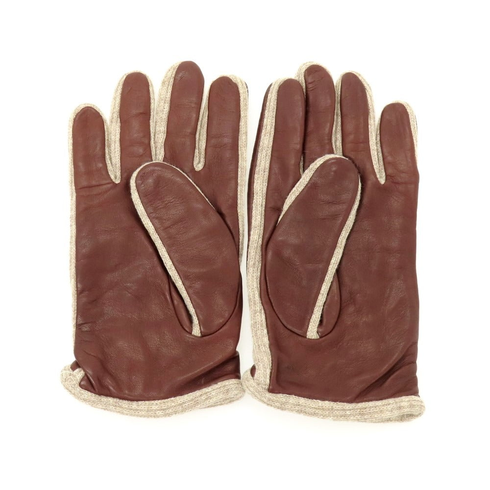 【中古】メローラ MEROLA レザー×ウール 手袋 ブラウンxベージュ【 8 1/2 】【 状態ランクB 】【 メンズ 】