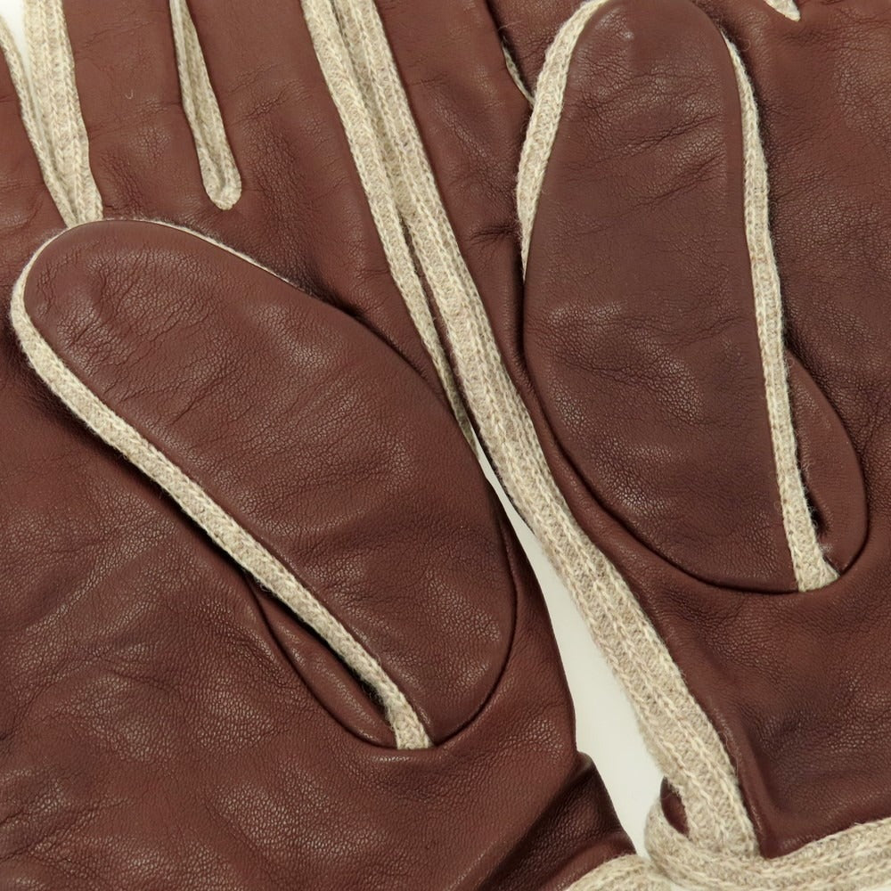 【中古】メローラ MEROLA レザー×ウール 手袋 ブラウンxベージュ【 8 1/2 】【 状態ランクB 】【 メンズ 】