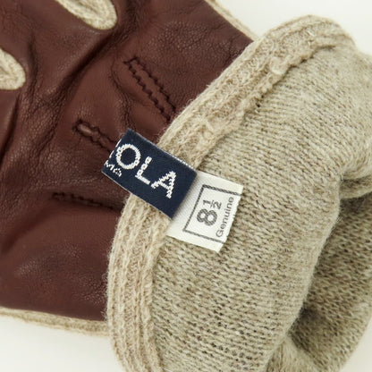 【中古】メローラ MEROLA レザー×ウール 手袋 ブラウンxベージュ【 8 1/2 】【 状態ランクB 】【 メンズ 】