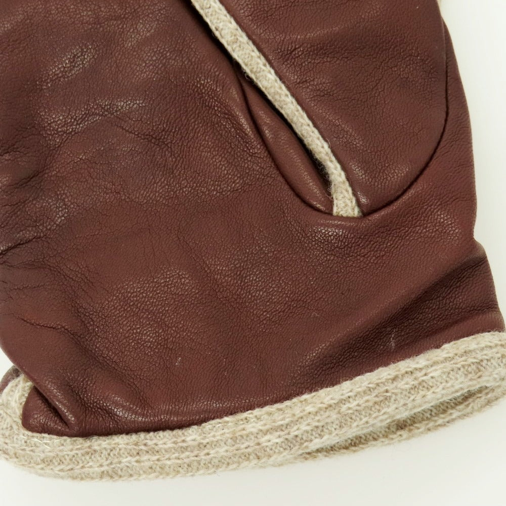 【中古】メローラ MEROLA レザー×ウール 手袋 ブラウンxベージュ【 8 1/2 】【 状態ランクB 】【 メンズ 】