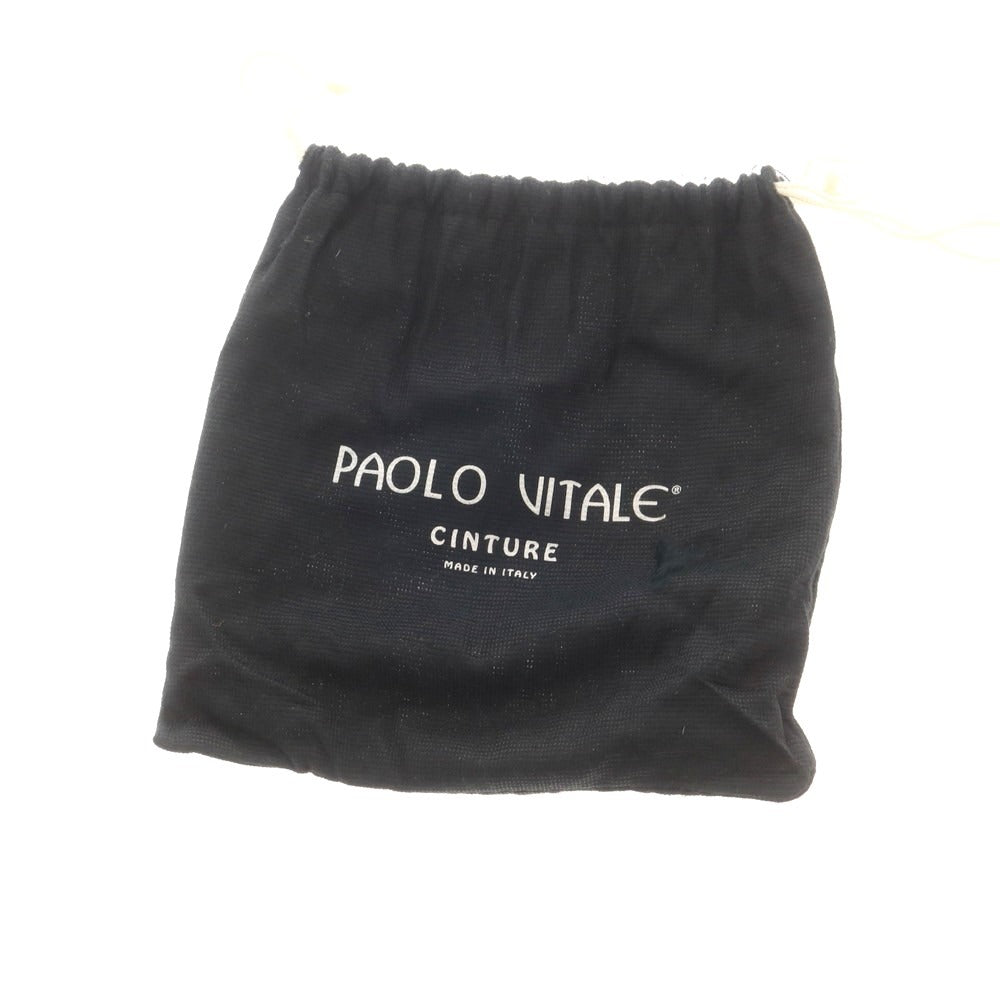 【中古】パオロ ヴィターレ PAOLO VITALE オーストリッチ レザー ベルト ダークブラウンxシルバー【 100/115 】【 状態ランクB 】【 メンズ 】