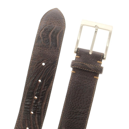 【中古】パオロ ヴィターレ PAOLO VITALE オーストリッチ レザー ベルト ダークブラウンxシルバー【 100/115 】【 状態ランクB 】【 メンズ 】