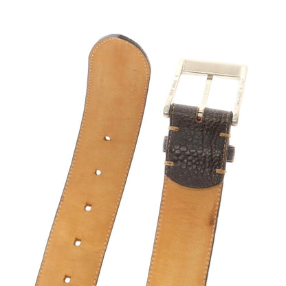 【中古】パオロ ヴィターレ PAOLO VITALE オーストリッチ レザー ベルト ダークブラウンxシルバー【 100/115 】【 状態ランクB 】【 メンズ 】