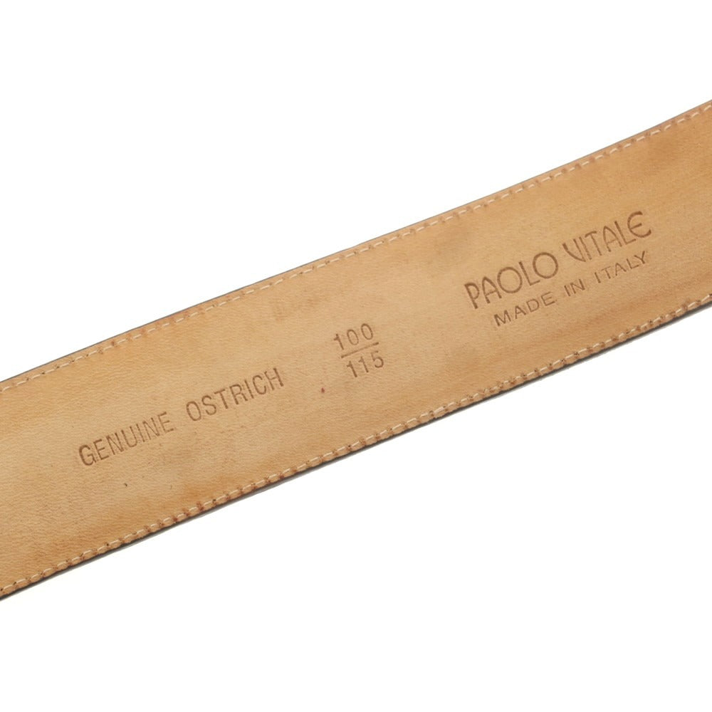 【中古】パオロ ヴィターレ PAOLO VITALE オーストリッチ レザー ベルト ダークブラウンxシルバー【 100/115 】【 状態ランクB 】【 メンズ 】