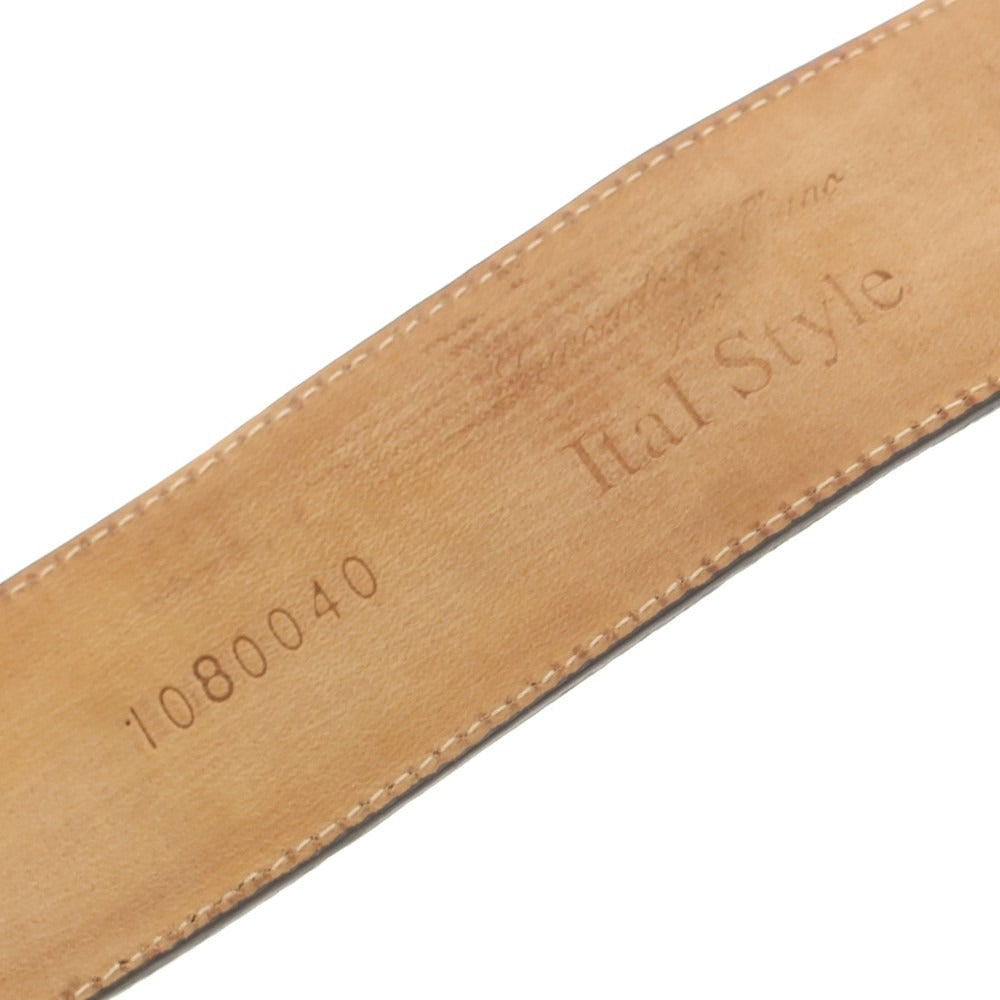 【中古】パオロ ヴィターレ PAOLO VITALE オーストリッチ レザー ベルト ダークブラウンxシルバー【 100/115 】【 状態ランクB 】【 メンズ 】