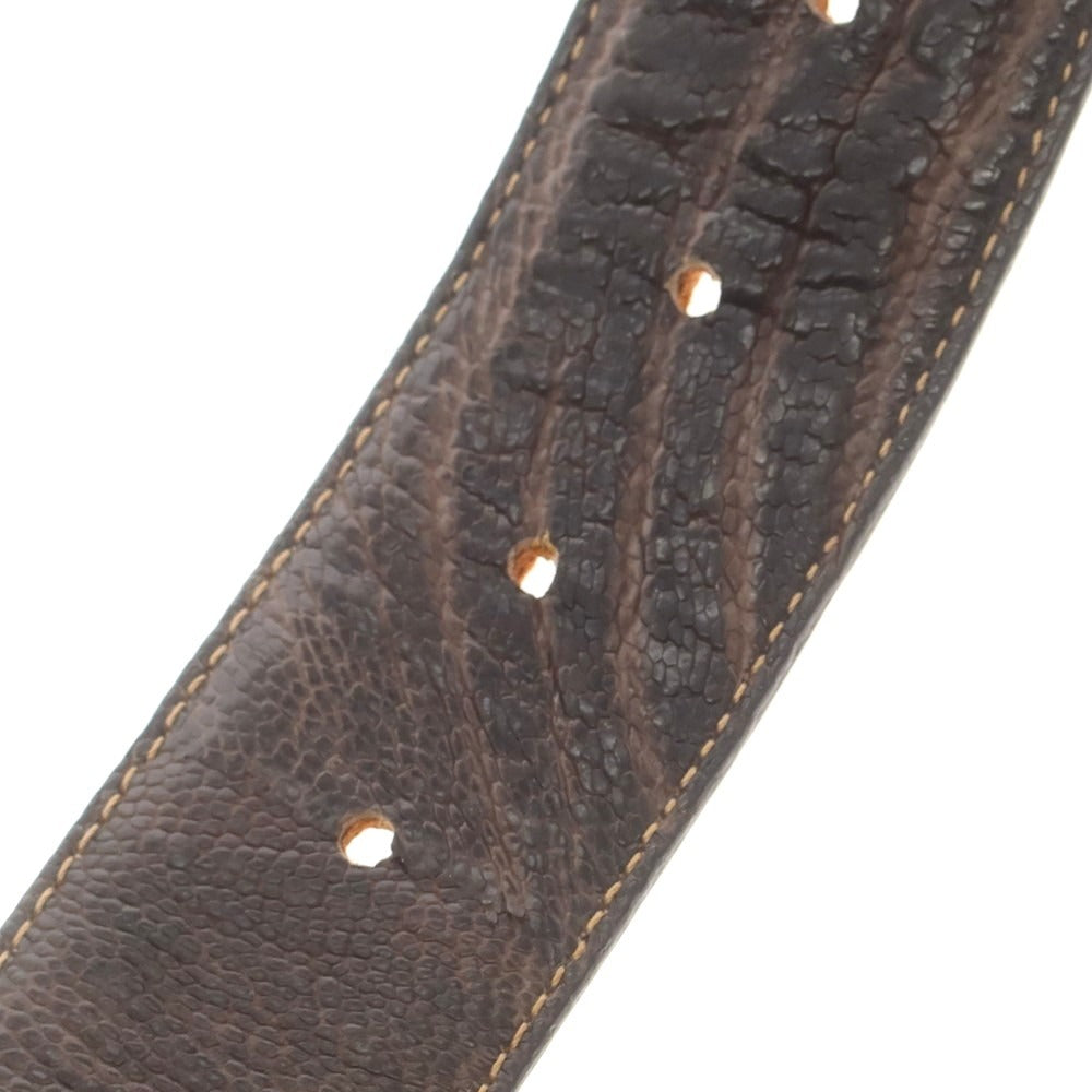 【中古】パオロ ヴィターレ PAOLO VITALE オーストリッチ レザー ベルト ダークブラウンxシルバー【 100/115 】【 状態ランクB 】【 メンズ 】