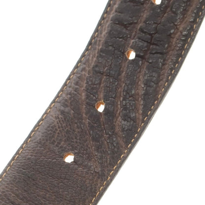 【中古】パオロ ヴィターレ PAOLO VITALE オーストリッチ レザー ベルト ダークブラウンxシルバー【 100/115 】【 状態ランクB 】【 メンズ 】