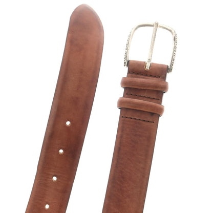 【中古】オルチアーニ ORCIANI レザー ベルト ブラウンxシルバー【 95 】【 状態ランクB 】【 メンズ 】