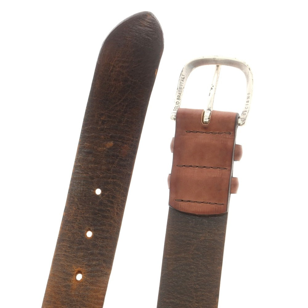 【中古】オルチアーニ ORCIANI レザー ベルト ブラウンxシルバー【 95 】【 状態ランクB 】【 メンズ 】