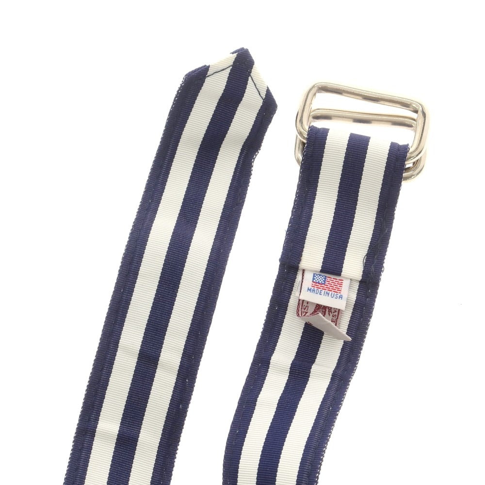 【中古】バロンズハンター BARRONS HUNTER ナイロン系 ダブルリング リボンベルト ネイビーxホワイト【 L 】【 状態ランクB 】【 メンズ 】