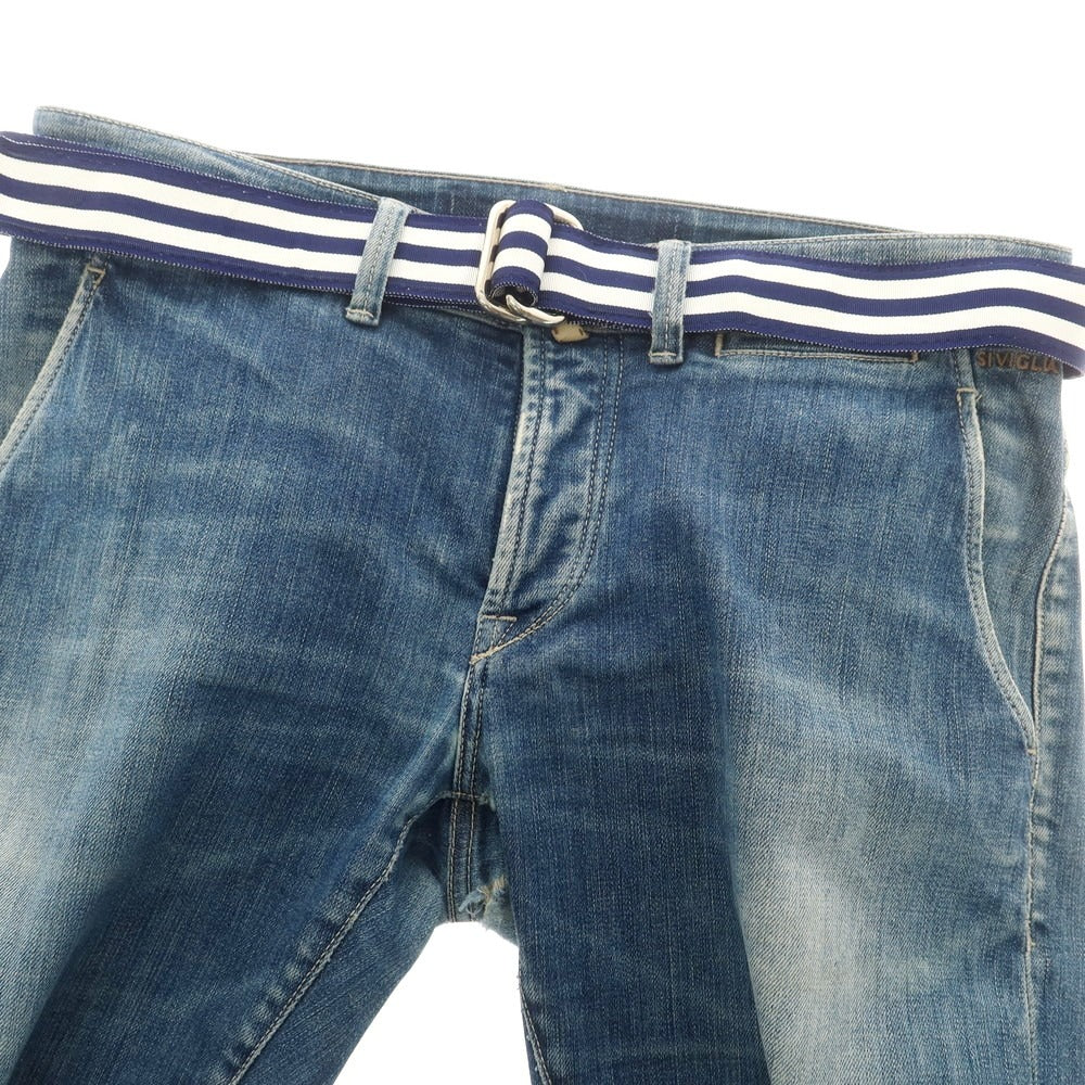 【中古】バロンズハンター BARRONS HUNTER ナイロン系 ダブルリング リボンベルト ネイビーxホワイト【 L 】【 状態ランクB 】【 メンズ 】