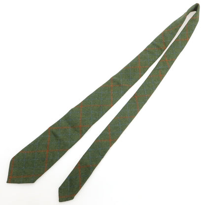 【中古】アルティジャナーレ Artigianale ウールカシミヤ チェック柄ネクタイ オリーブグリーンxオレンジブラウン【 状態ランクB 】【 メンズ 】