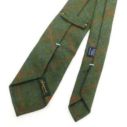 【中古】アルティジャナーレ Artigianale ウールカシミヤ チェック柄ネクタイ オリーブグリーンxオレンジブラウン【 状態ランクB 】【 メンズ 】