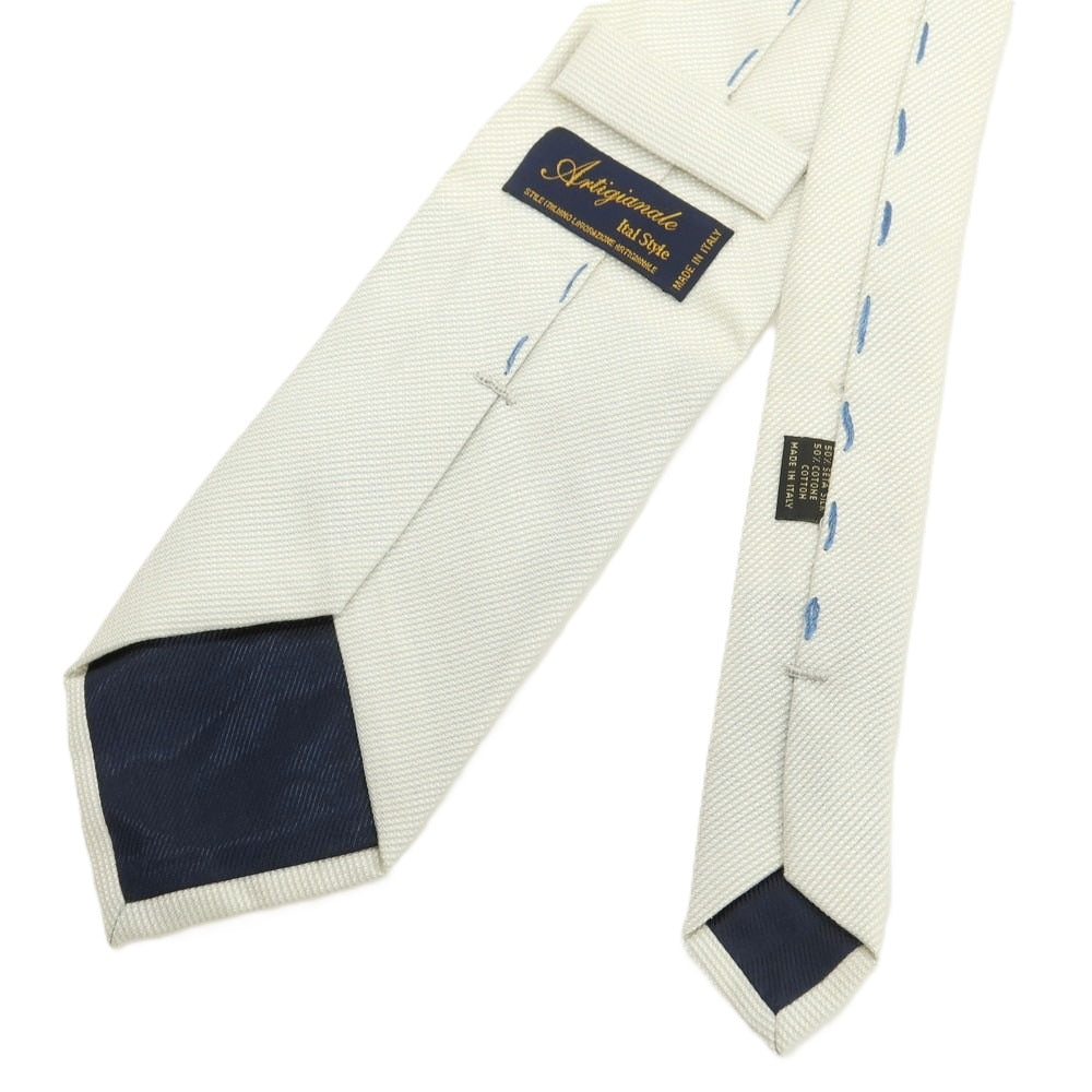 【中古】アルティジャナーレ Artigianale シルクコットン 無地ネクタイ オフホワイト【 状態ランクC 】【 メンズ 】