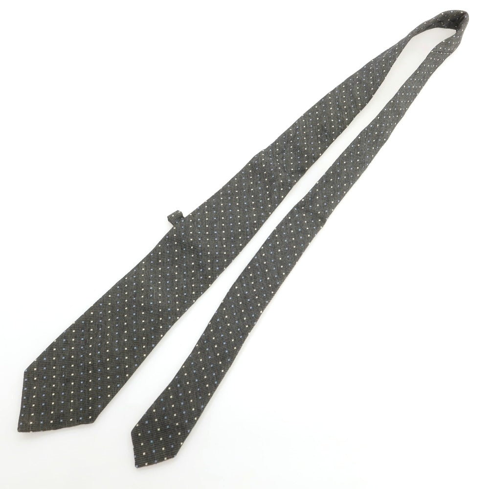 【中古】ファットーリ Fattori コットンシルク ドット柄ネクタイ グレー【 状態ランクB 】【 メンズ 】 [APD]