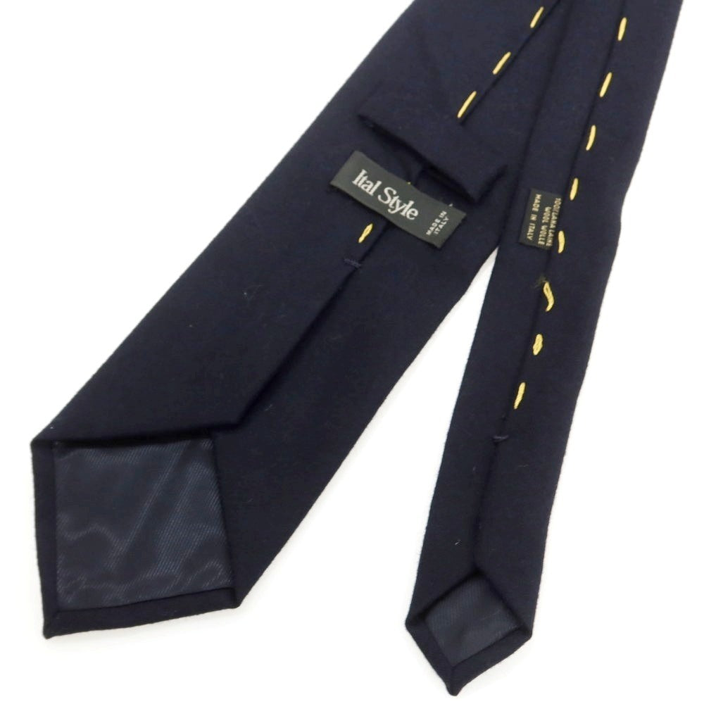 【中古】イタルスタイル ITAL STYLE ウール 無地ネクタイ ネイビー【 状態ランクC 】【 メンズ 】 [APD]
