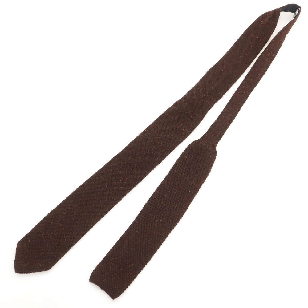 【中古】トラサルディ TRUSSARDI シルク系 剣先型 ニットタイ ネクタイ ブラウン【 状態ランクB 】【 メンズ 】