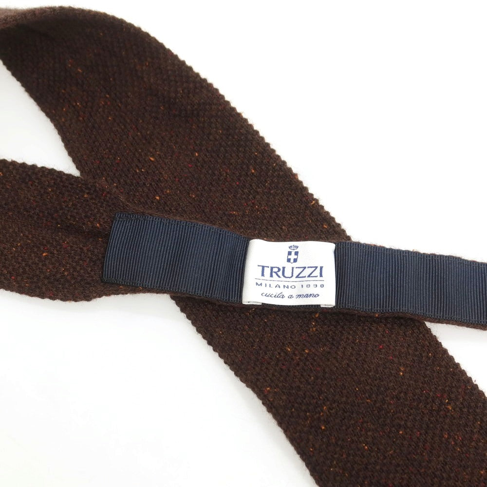 【中古】トラサルディ TRUSSARDI シルク系 剣先型 ニットタイ ネクタイ ブラウン【 状態ランクB 】【 メンズ 】
