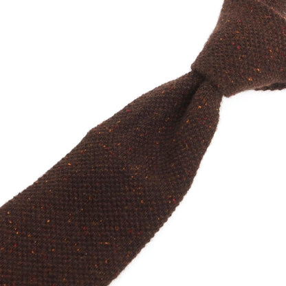 【中古】トラサルディ TRUSSARDI シルク系 剣先型 ニットタイ ネクタイ ブラウン【 状態ランクB 】【 メンズ 】