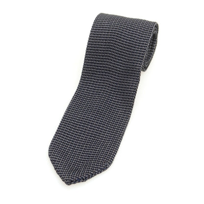 【中古】トラサルディ TRUSSARDI シルク系 剣先型 ニットタイ ネクタイ グレーxネイビー【 状態ランクB 】【 メンズ 】