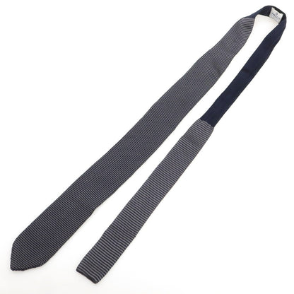 【中古】トラサルディ TRUSSARDI シルク系 剣先型 ニットタイ ネクタイ グレーxネイビー【 状態ランクB 】【 メンズ 】