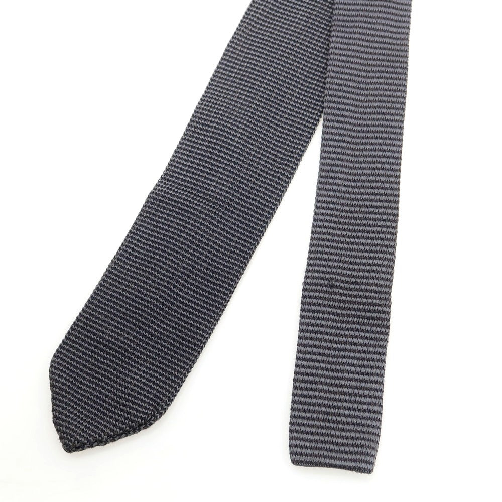 【中古】トラサルディ TRUSSARDI シルク系 剣先型 ニットタイ ネクタイ グレーxネイビー【 状態ランクB 】【 メンズ 】