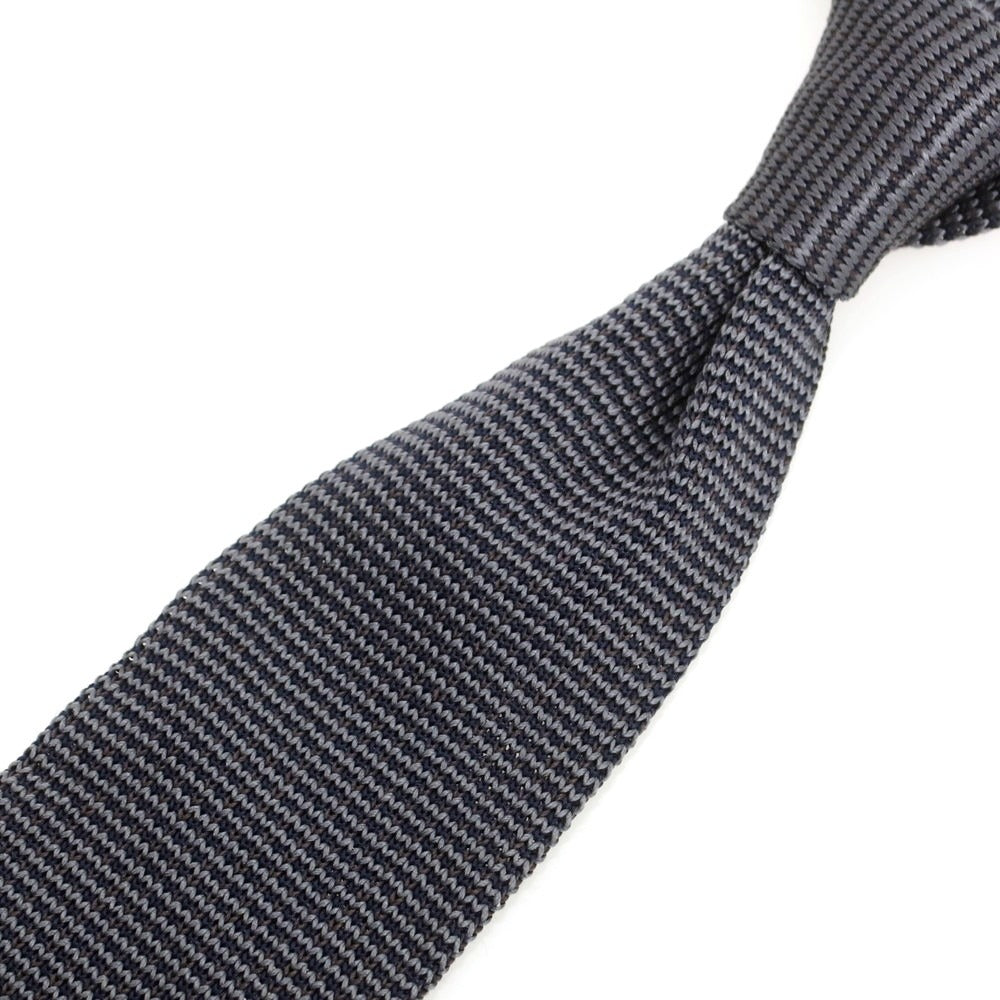 【中古】トラサルディ TRUSSARDI シルク系 剣先型 ニットタイ ネクタイ グレーxネイビー【 状態ランクB 】【 メンズ 】