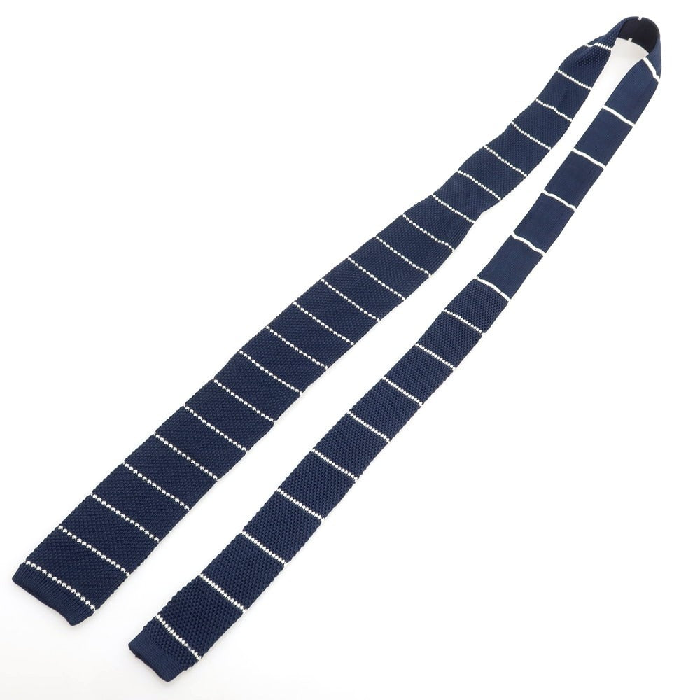 【中古】フェイ FAY シルク ボーダー柄 ニットタイ ネクタイ ネイビーxホワイト【 状態ランクB 】【 メンズ 】