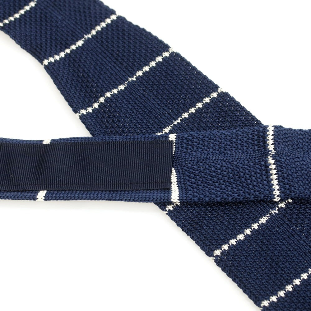 【中古】フェイ FAY シルク ボーダー柄 ニットタイ ネクタイ ネイビーxホワイト【 状態ランクB 】【 メンズ 】