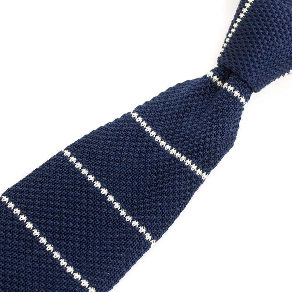 【中古】フェイ FAY シルク ボーダー柄 ニットタイ ネクタイ ネイビーxホワイト【 状態ランクB 】【 メンズ 】
