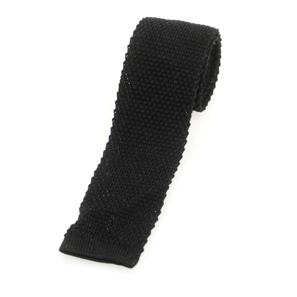 【中古】マウログリフォーニ Mauro Grifoni コットン ニットタイ ネクタイ ブラック【 状態ランクB 】【 メンズ 】