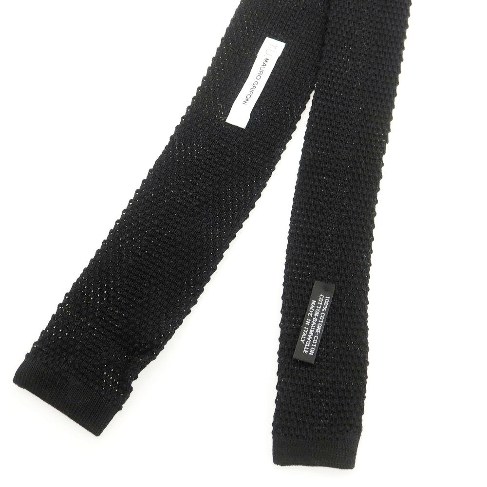 【中古】マウログリフォーニ Mauro Grifoni コットン ニットタイ ネクタイ ブラック【 状態ランクB 】【 メンズ 】