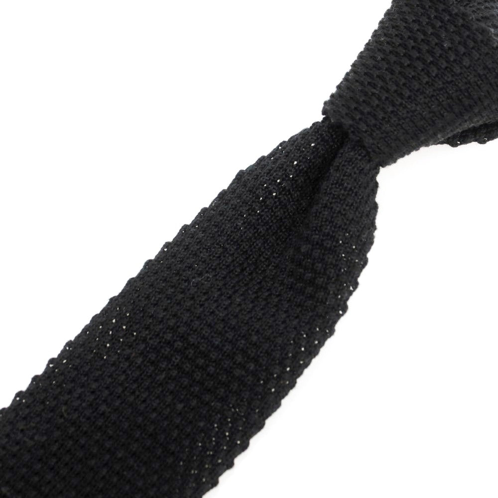 【中古】マウログリフォーニ Mauro Grifoni コットン ニットタイ ネクタイ ブラック【 状態ランクB 】【 メンズ 】