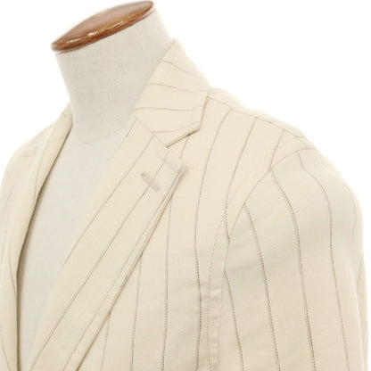 【中古】チルコロ1901 CIRCOLO 1901 リネンコットン ストライプ カジュアルジャケット クリーム【サイズ48】【 状態ランクB 】【 メンズ 】