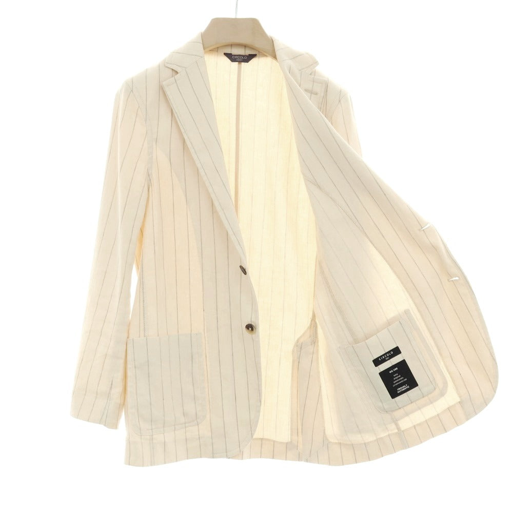 【中古】チルコロ1901 CIRCOLO 1901 リネンコットン ストライプ カジュアルジャケット クリーム【サイズ48】【 状態ランクB 】【 メンズ 】