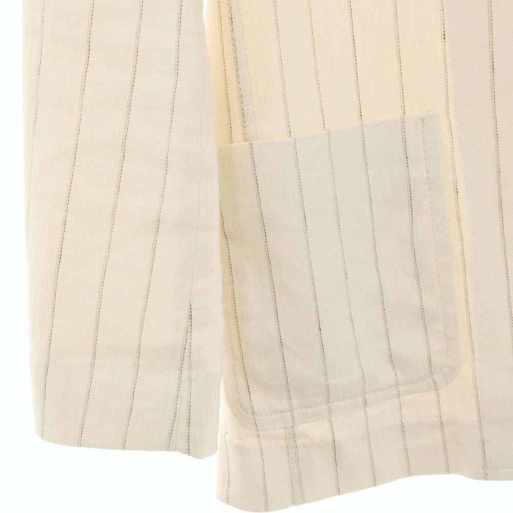 【中古】チルコロ1901 CIRCOLO 1901 リネンコットン ストライプ カジュアルジャケット クリーム【サイズ48】【 状態ランクB 】【 メンズ 】