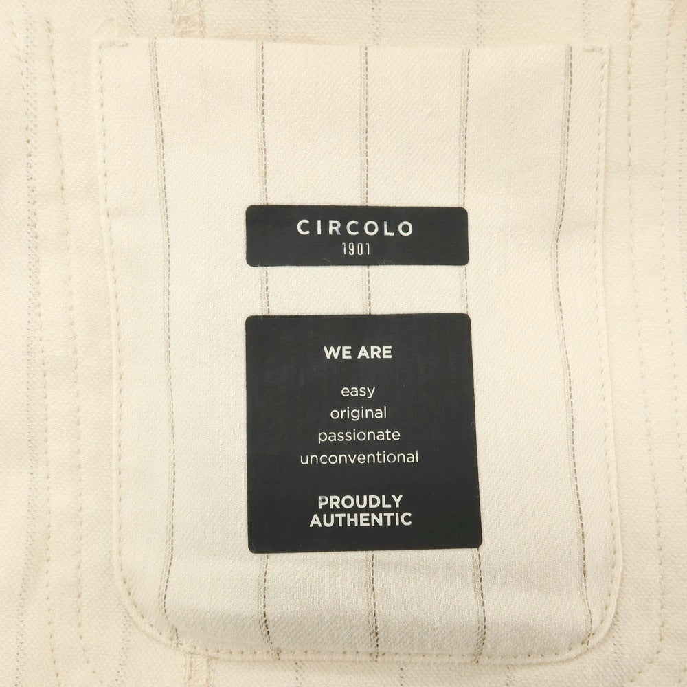 【中古】チルコロ1901 CIRCOLO 1901 リネンコットン ストライプ カジュアルジャケット クリーム【サイズ48】【 状態ランクB 】【 メンズ 】